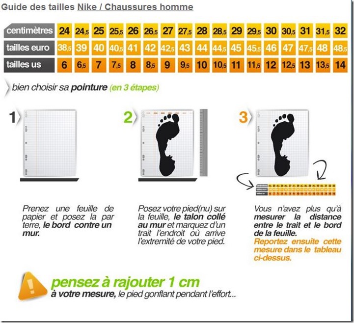 taille-nike-chaussures